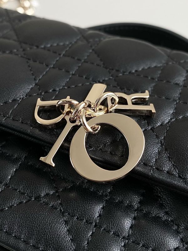Dior Lady Top Handle Clutch Beige/Black/White For Women 8.5in/21cm S0980ONMJ_M49P
