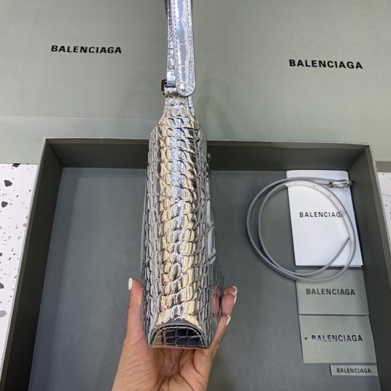 Balenciaga Small Hobo Bag Metalic Sliver Tone For Women 9in/23 cm