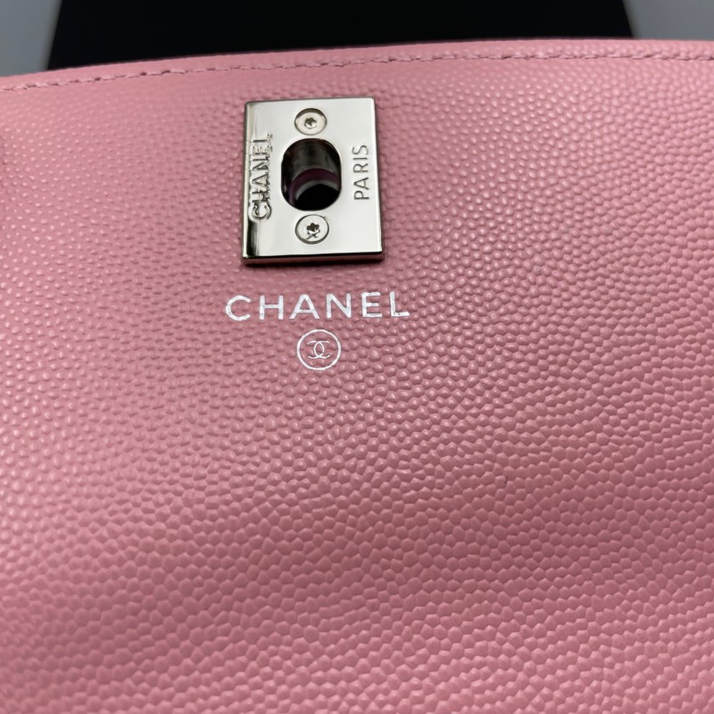 [True-to-ORIGINAL] Chanel Clutch With Chain Pink 7.3in/18.5cm For Women