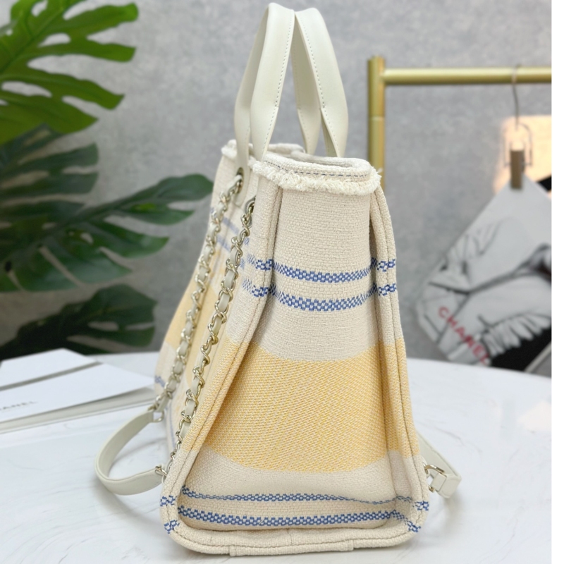 Chanel Large Deauville Tote Bag Sand For Women 35cm/14in