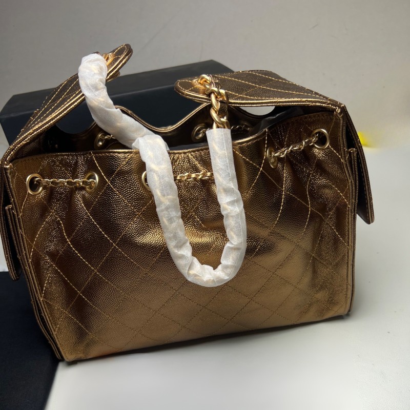 [True-to-ORIGINAL] Chanel 25 Small Handbag Dark Gold For Women 10.2in/26cm AS5293-B21060-U2158