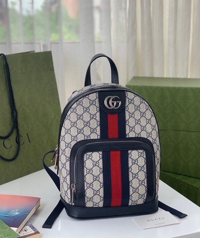 Gucci Ophidia GG Small Backpack Beige And Blue GG Supreme Canvas For Women 11.5in/29cm Beige