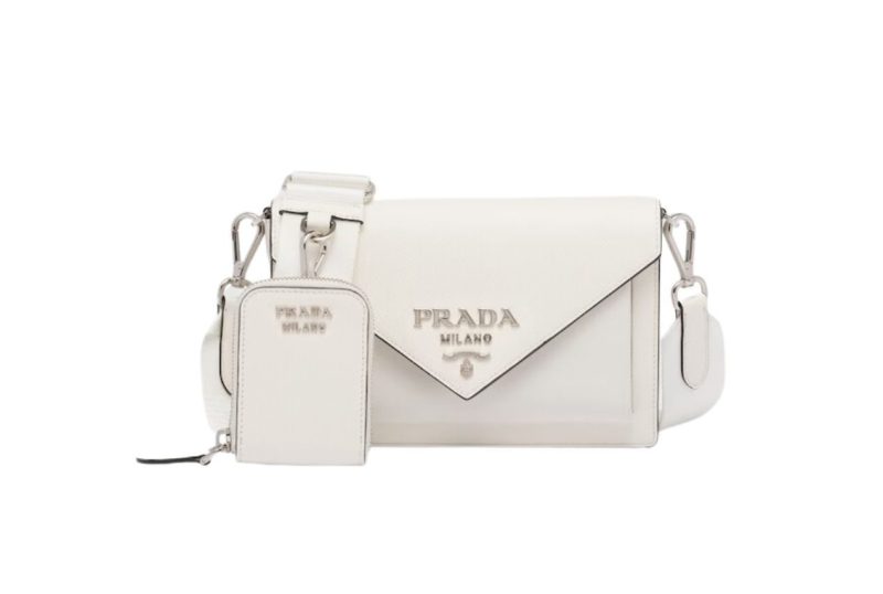 Prada Saffiano Mini Envelope Bag In White For Women 7.8 in/ 20cm 1BP020_2EVU_F0009_V_N2O