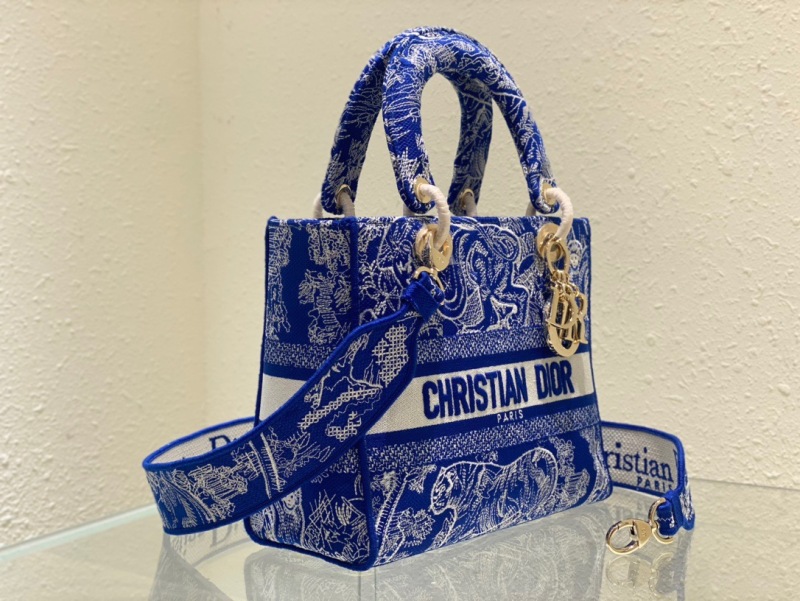Christian Dior Medium Lady D-Lite Bag Blue, For Women, Women’s Handbags 24cm/9.5in CD M0565OROC_M808