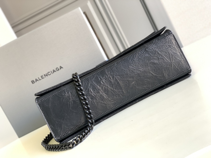 Balenciaga Crush Medium Chain Bag Quilted In Black For Women 12.2in/31cm 716393210IY1000