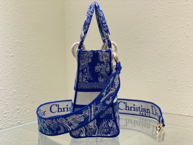 Christian Dior Medium Lady D-Lite Bag Blue, For Women, Women’s Handbags 24cm/9.5in CD M0565OROC_M808