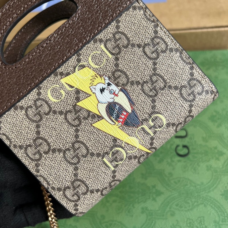 Gucci Bananya Print Top Handle Mini Bag Supreme Canvas Beige For Women‎ 4.9in/12.5cm
