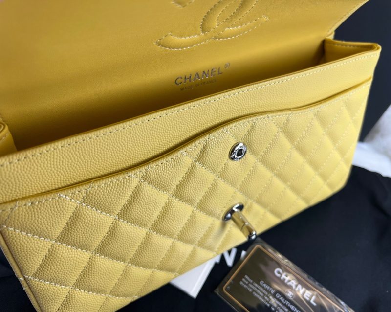 [True-to-ORIGINAL] Chanel Small Classic Double Flap Yellow For Women 9.8in/25cm