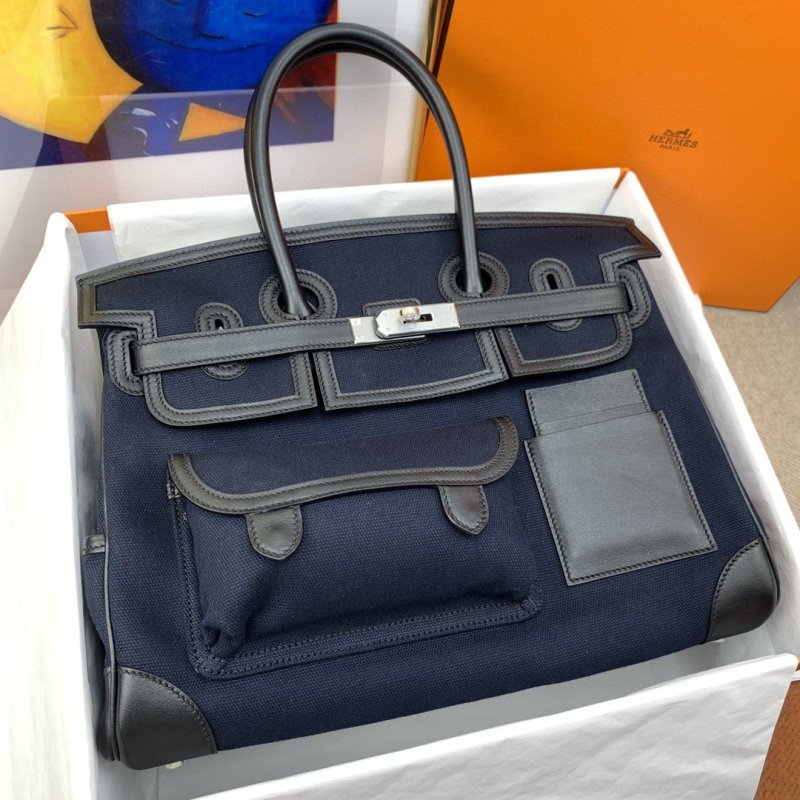 Hermes Birkin Cargo 35 Navy Blue, Silver Toned Hardware Bag For Women, Women’s Handbags, Shoulder Bags 13.8in/35cm