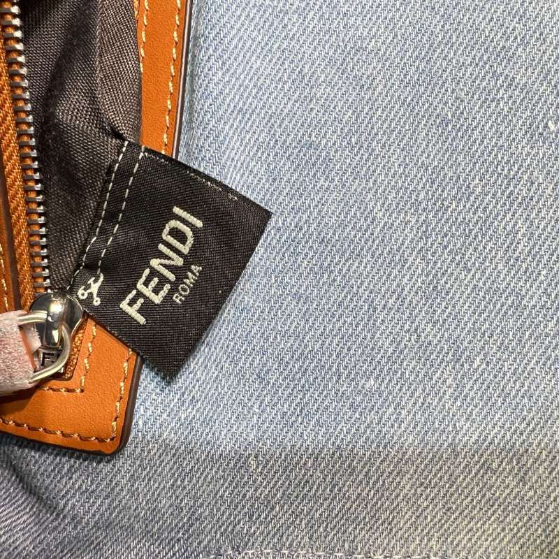 Fendi Denim Bag With FF Embroidery Blue For Women 26cm / 10.2in