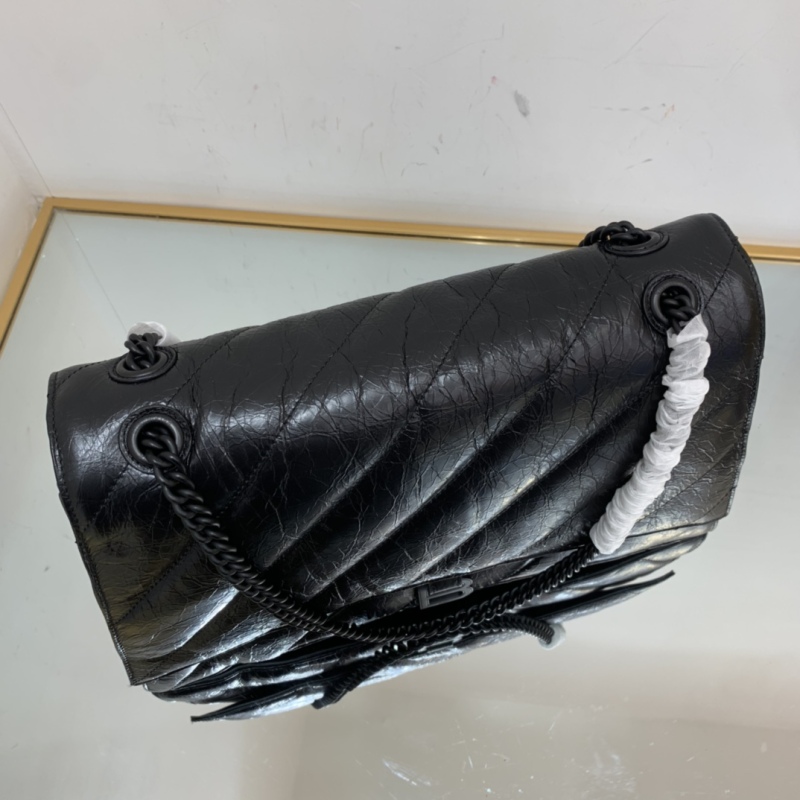 Balenciaga Crush Large Chain Bag Quilted In Black For Women 15.7in/ 40cm