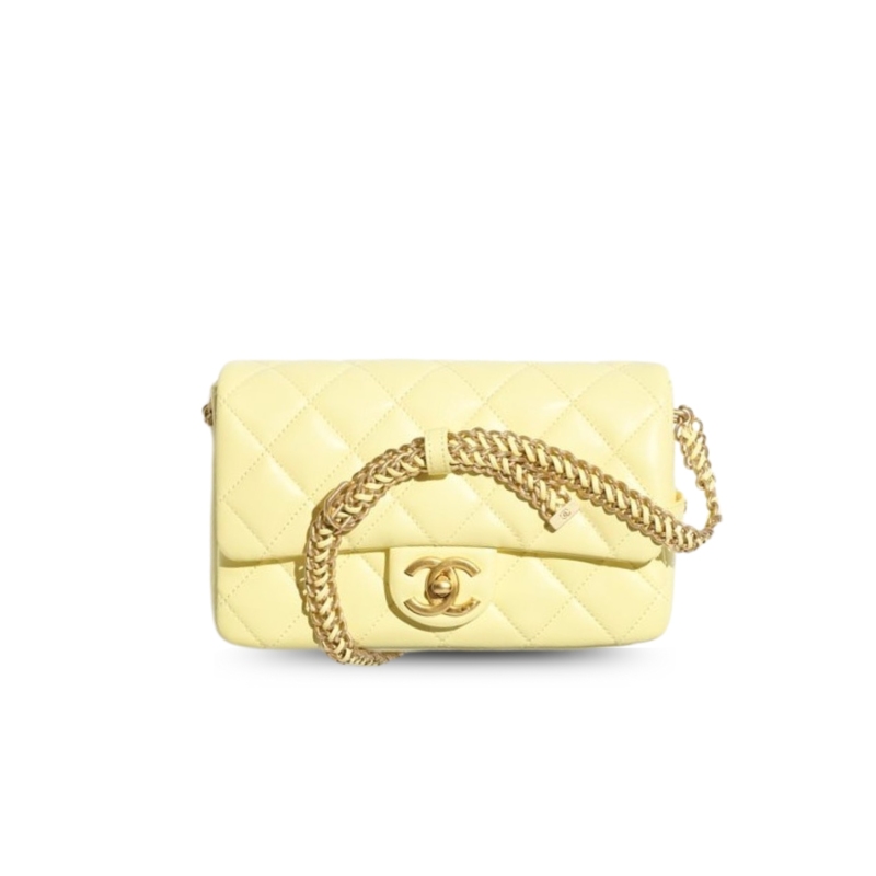 Chanel Small Flap Bag Light Yellow 8.3in/21cm For Women AS5420-B19727-NAAUK