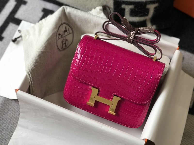 Hermes Mini Constance Bag Pink For Women Gold Color Hardware 7.1in/18cm