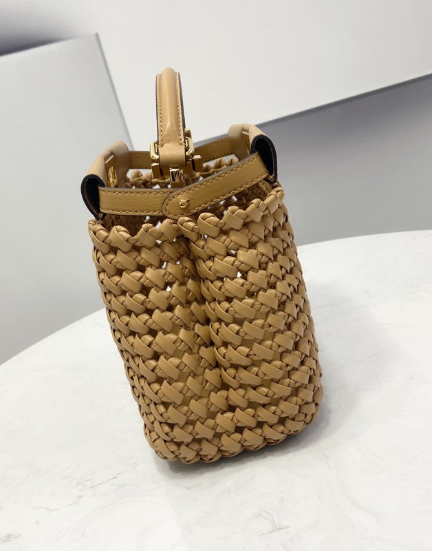 Fendi Peekaboo Mini Light Brown Braided Bag For Woman 18cm/7in