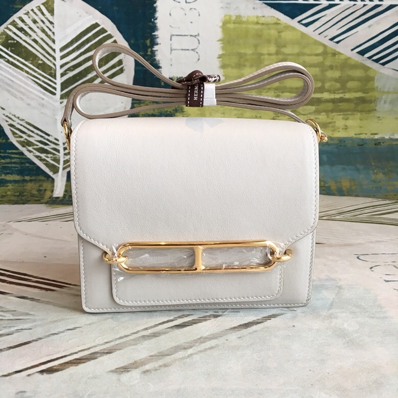 Hermes Mini Evercolor Sac Roulis 19 White Gold Hardware For Women 7.5in/19cm