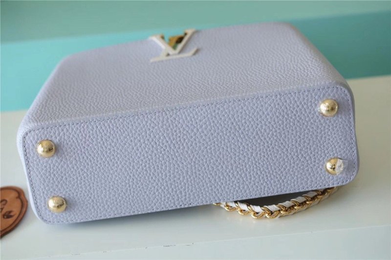 Louis Vuitton Capucines MM Taurillon Light Blue/ Creme For Women, Women’s Handbags, Shoulder And Crossbody Bags 31.5cm/12.4in LV
