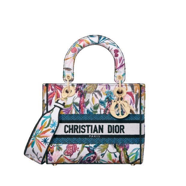 Christian Dior Medium Lady D-Lite Bag White Multicolor For Women M0565OECJ_M933 – 24 Cm/ 9.5 Inches