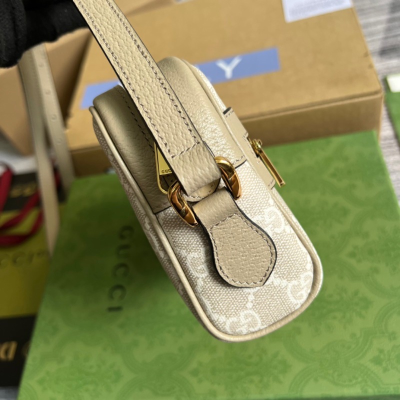 Gucci Ophidia Mini GG Bag Beige And Ebony GG Supreme Canvas, With Beige For Women  7in/17.5cm GG