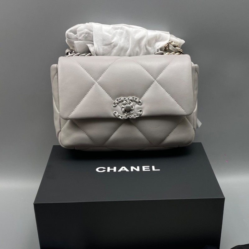 [True-to-ORIGINAL] Chanel Classic Flap Bag Grey For Women 10.2in/26cm