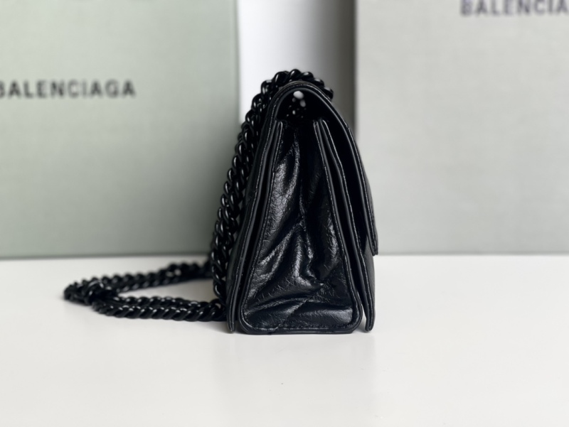 Balenciaga Crush Small Chain Bag Quilted In Black For Women 9.8in/25cm 716351210IY1000
