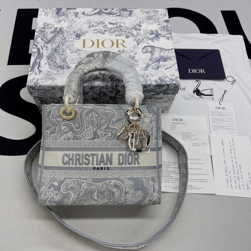 Christian Dior Medium Lady D-Lite Bag Grey, For Women, Women’s Handbags 24cm/9.5in CD