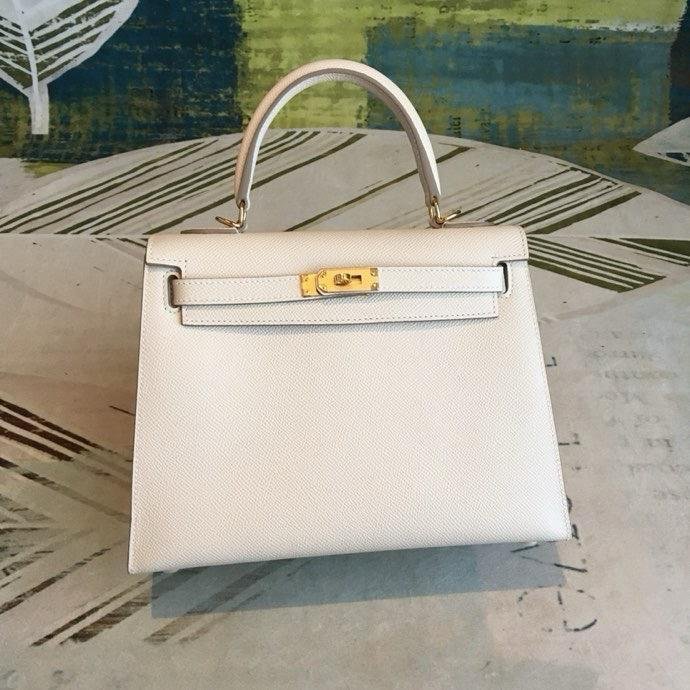 Hermes Kelly 25 White For Women 10in/25cm