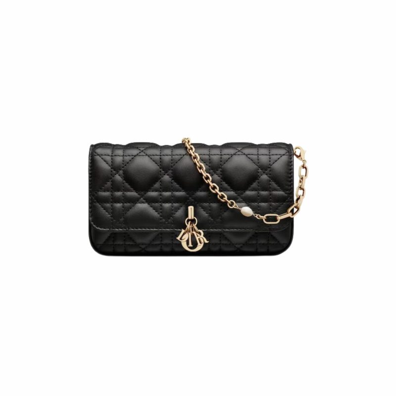 Christian Dior Lady Dior Phone Pouch Black For Women S0977ONMJ_M900- 7.5 Inches/ 18. 5 Cm