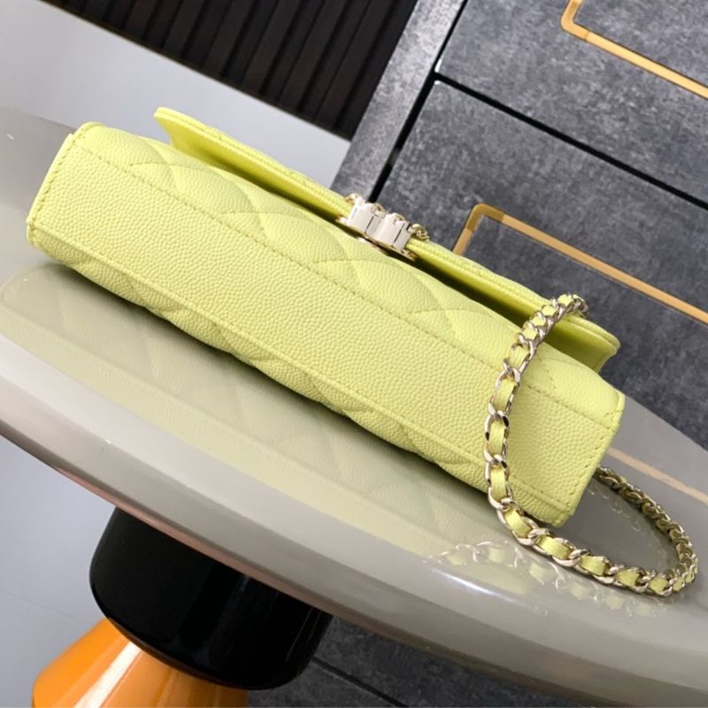 [True-to-ORIGINAL] Chanel Flap Phone Holder With Chain Yellow For Women 18cm/7.1in