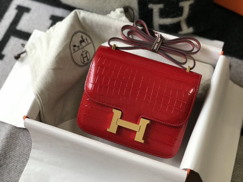 Hermes Mini Constance Bag Red For Women Gold Color Hardware 7.1in/18cm
