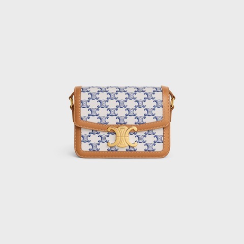 Celine Teen Triomphe Bag In Triomphe Canvas And Calfskin Blue For Women 188882BZ4.07BL