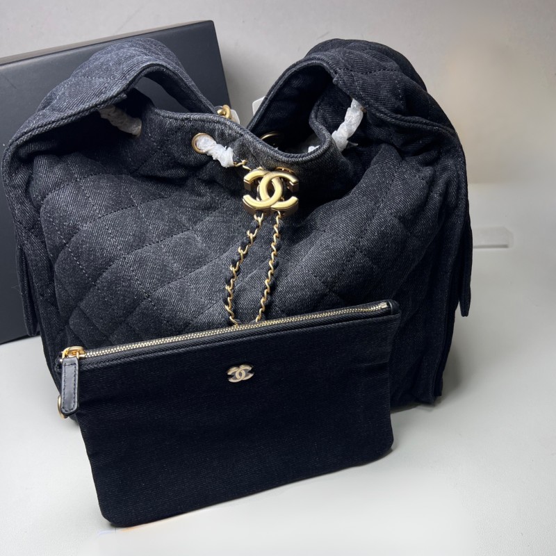 [True-to-ORIGINAL] Chanel 25 Medium Handbag Denim Black For Women 11.8in/30cm AS5311-B20520-U0725