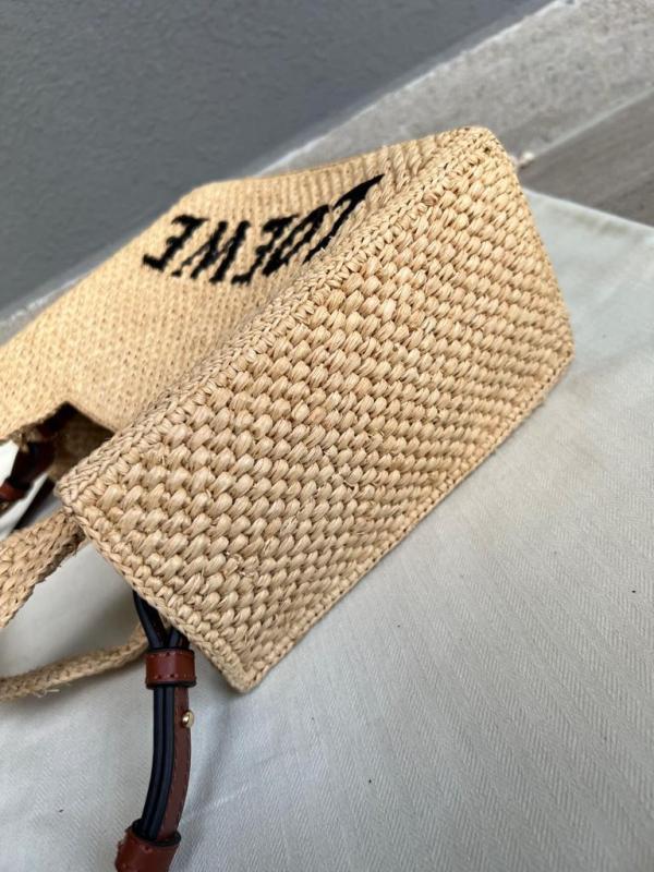 [True-to-ORIGINAL] Loewe Mini Font Tote Raffia Natural For Women 16cm/6.3in – A685V46X01
