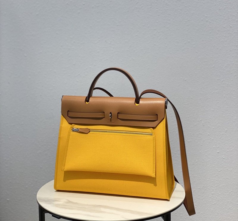 Hermes Herbag Zip Bag Yellow, Silver Toned Hardware Bag For Women, Women’s Handbags, Shoulder Bags 12.2in/31cm