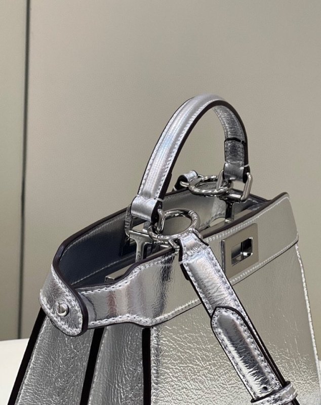 Fendi Peekaboo Small Silver Bag For Woman 27cm/11in