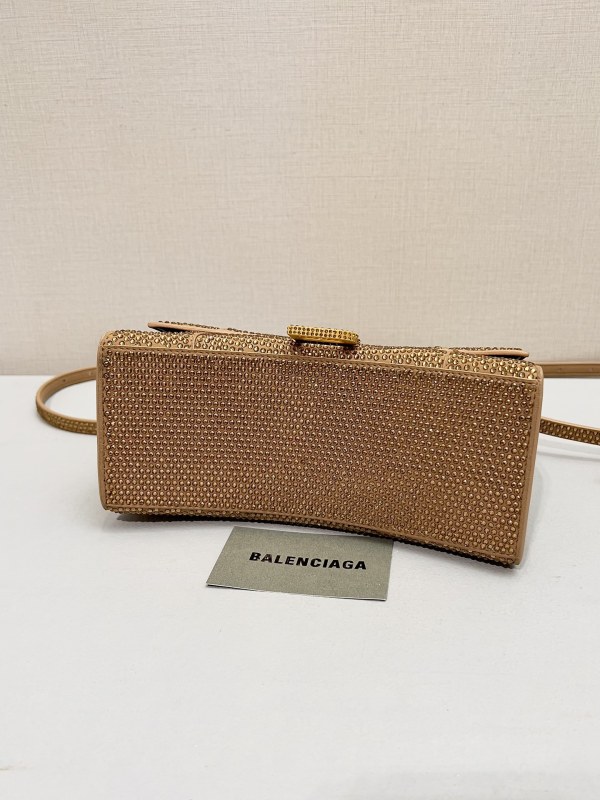 [True-to-ORIGINAL] Balenciaga Furry Hourglass Small Handbag With Rhinestones In Yellow For Women 24cm/9.4in