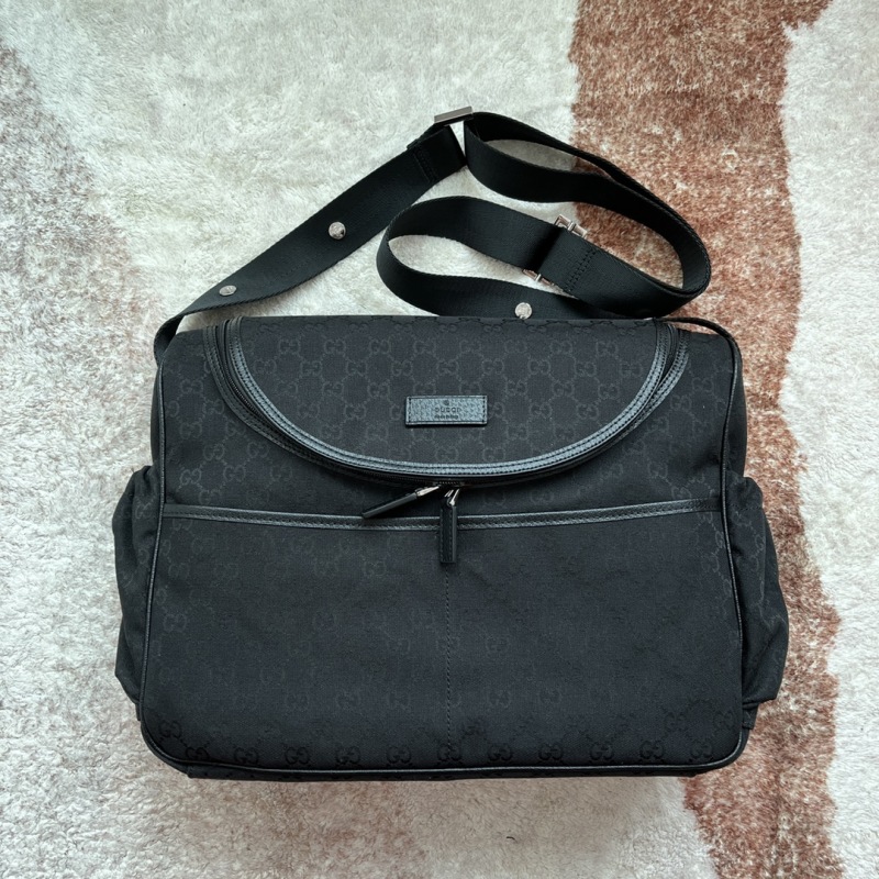Gucci Original GG Baby Changing Bag Black For Women, Women’s Bags 16.9in/43cm GG