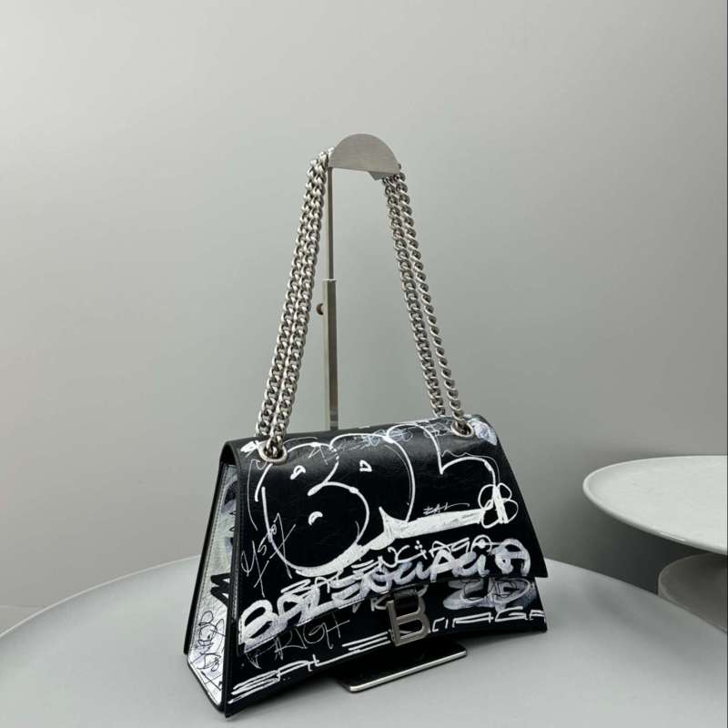 Balenciaga Hourglass Small Handbag Black For Women 12.2in/31cm