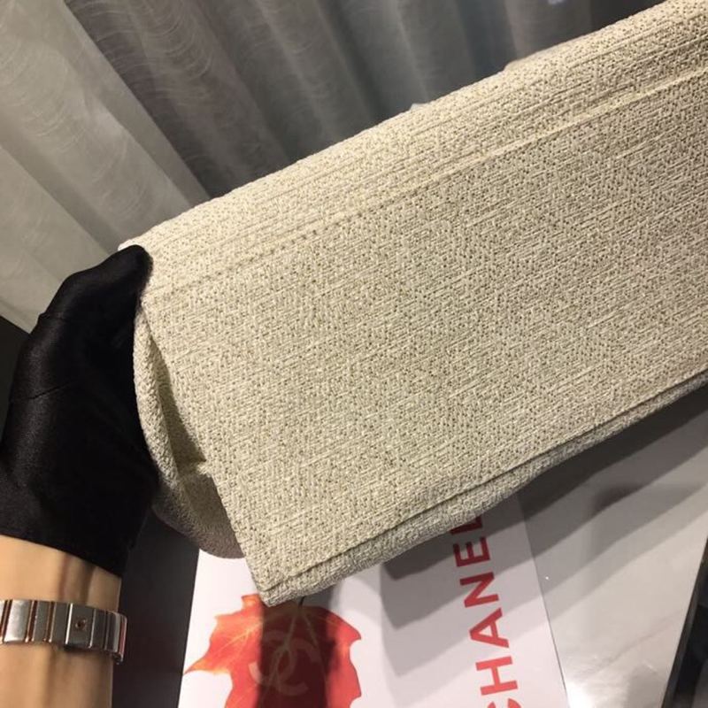 Chanel Deauville Tote Tweed Canvas Bag Fall/Winter Collection, Beige/Cream/Gold/Multi For Women 15in/38cm