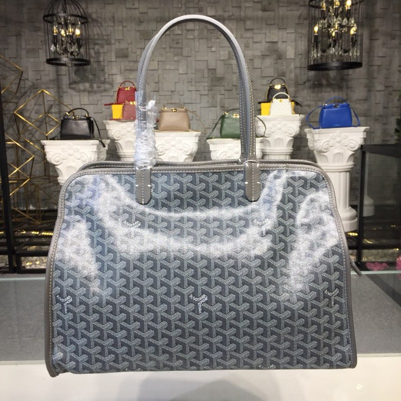 Goyard Hardy PM Bag Grey/Dark Blue/Brown For Women‎ 15.7in/40cm HARDY2PMLTY07CG07P