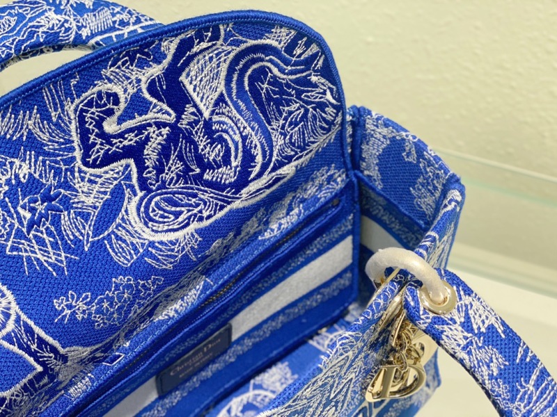 Christian Dior Medium Lady D-Lite Bag Blue, For Women, Women’s Handbags 24cm/9.5in CD M0565OROC_M808