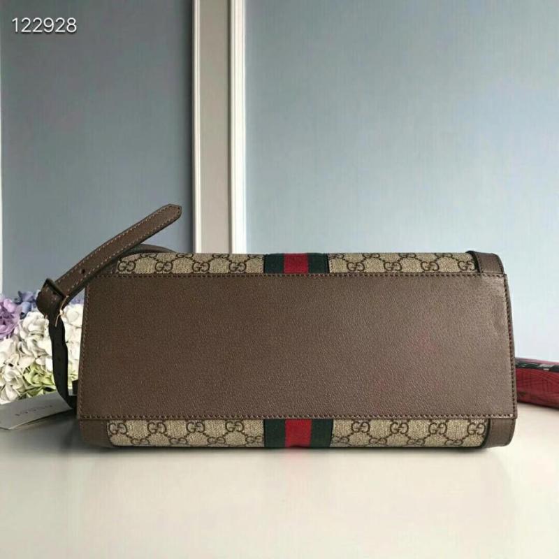 Gucci Ophidia GG Medium Tote Bag Beige/Ebony GG Supreme Canvas With Brown For Women 13in/33cm GG 524537 K05NB 8745