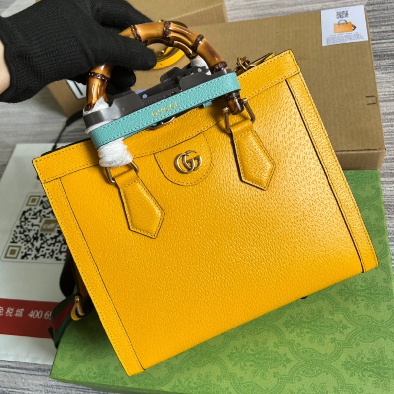 Gucci Diana Small Tote Bag Yellow For Women, Women’s Bags 11in/27cm GG ‎