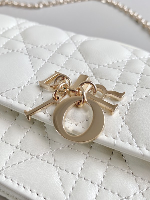 Dior Lady Top Handle Clutch Beige/Black/White For Women 8.5in/21cm S0980ONMJ_M49P