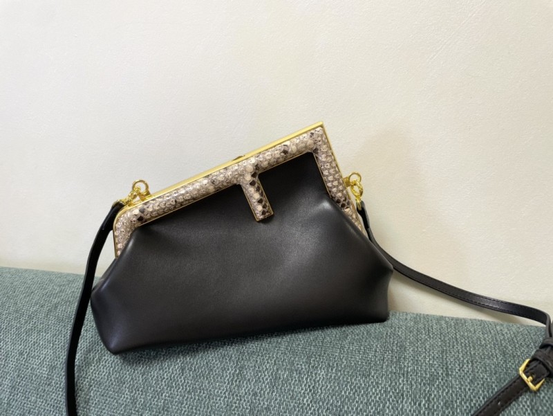 Fendi First Small Black with python Bag For Woman 26cm/10in 8BP129AGWRF1G5K