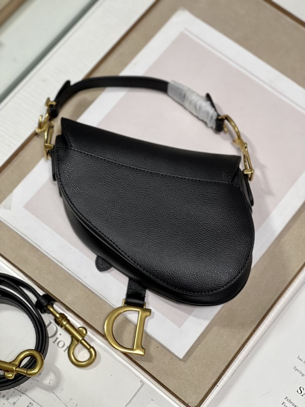 Dior Christian Dior Mini Saddle Bag With Strap Black For Women 7.5in/19cm