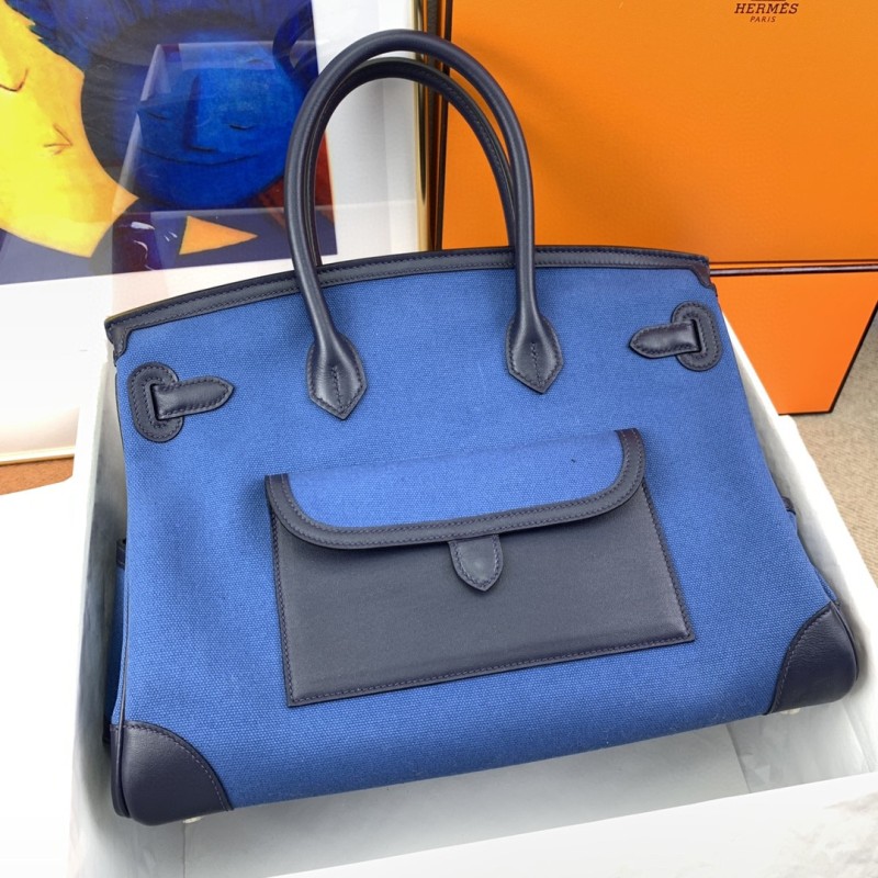 Hermes Birkin Cargo 35 Blue, Silver Toned Hardware Bag For Women, Women’s Handbags, Shoulder Bags 13.8in/35cm