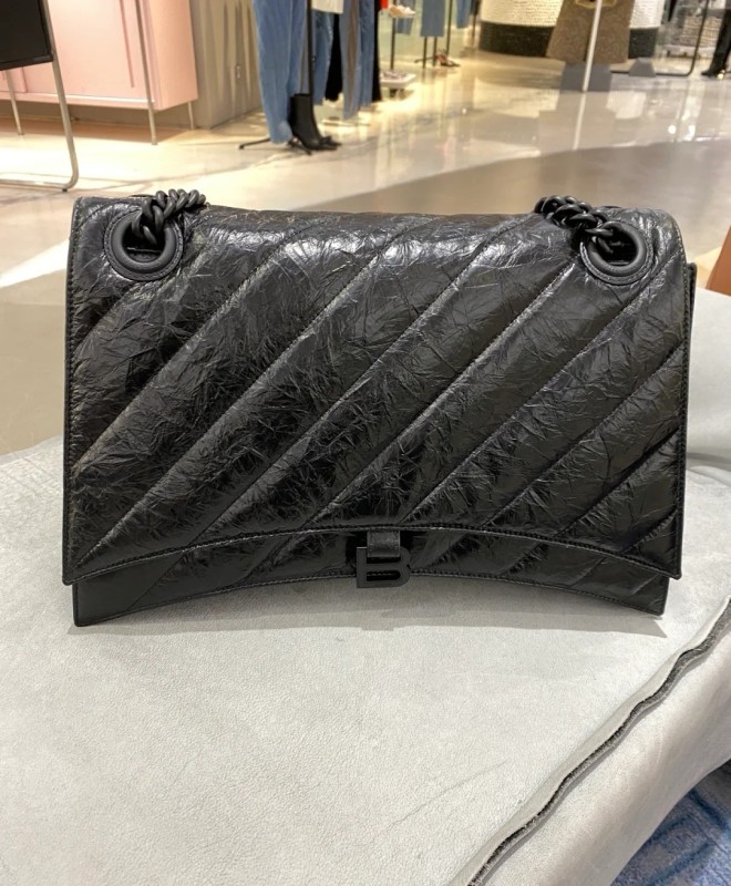 Balenciaga Crush Large Chain Bag Black For Women‎ 15.7in/39.8cm