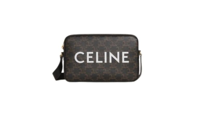 Celine Medium Messenger Bag in Triomphe Canvas With Celine Print Black For Women‎ 9in/23cm 194502CIM.38NO