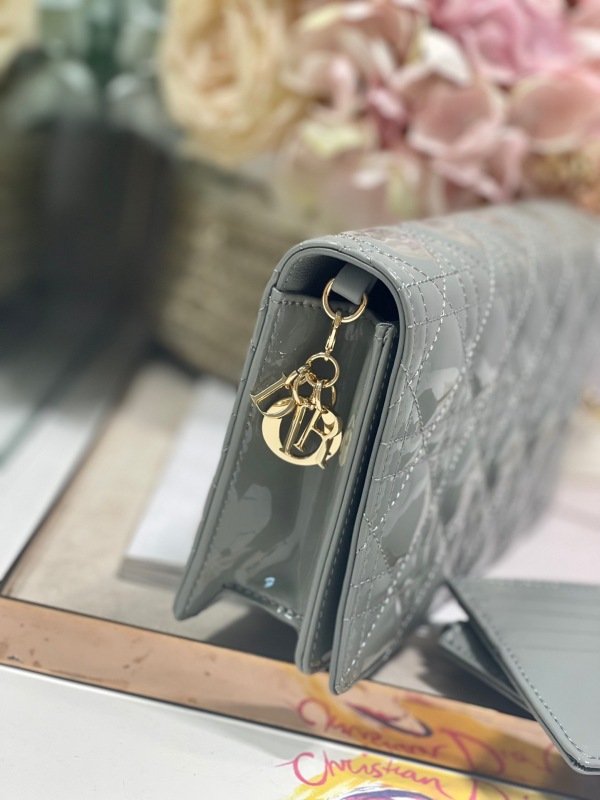 Christian Dior Lady Dior Pouch Gray, For Women, Women’s Handbags 8.5in/21.5cm CD S0204OVRB_M41G