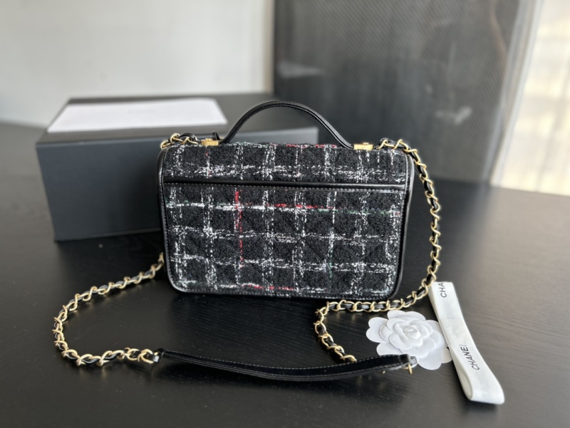Chanel Small Flap Bag With Top Handle Black For Women 9.8in/25cm AS3653